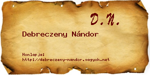Debreczeny Nándor névjegykártya